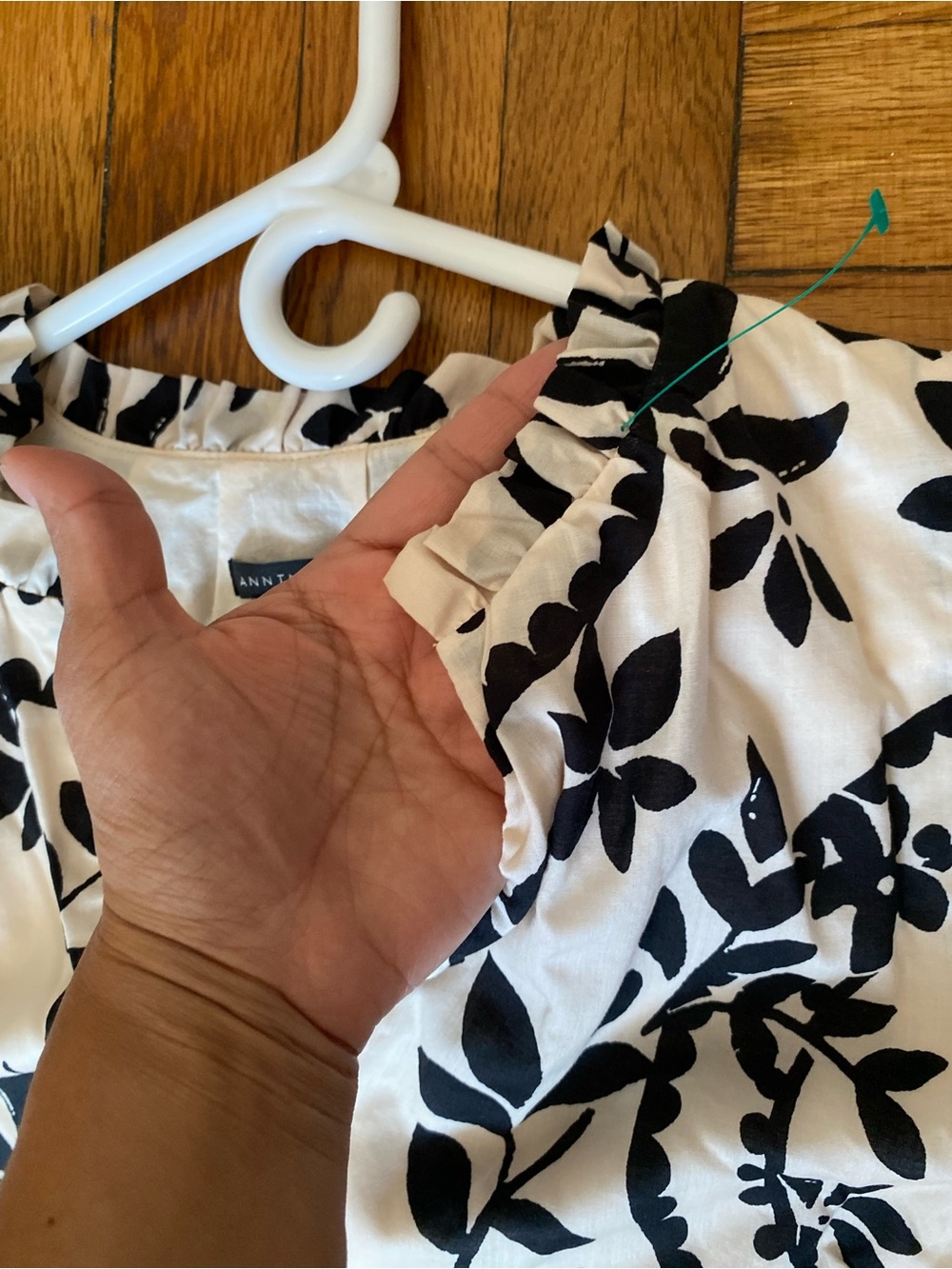 Ann Taylor Floral Print Midi Dress Small Black Ivory Flutter Sleeve Belted Lined - Picture 8 of 10
